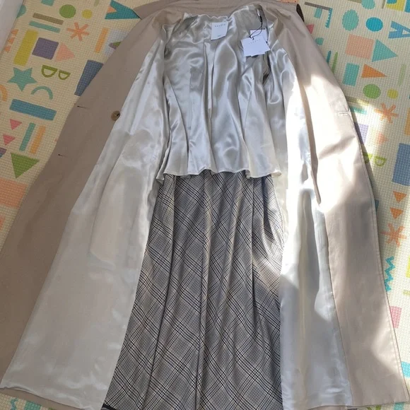 Sandro “Victory” Classic Trench Coat NWT with Plaid Back Detail Medium 40 - Picture 17 of 17